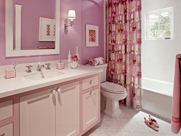 Ý tưởng phòng tắm màu hồng