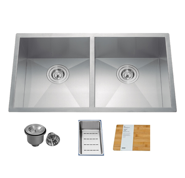 Two equal pit wash basins, 01 stainless steel basket + 01 cutting board, ...