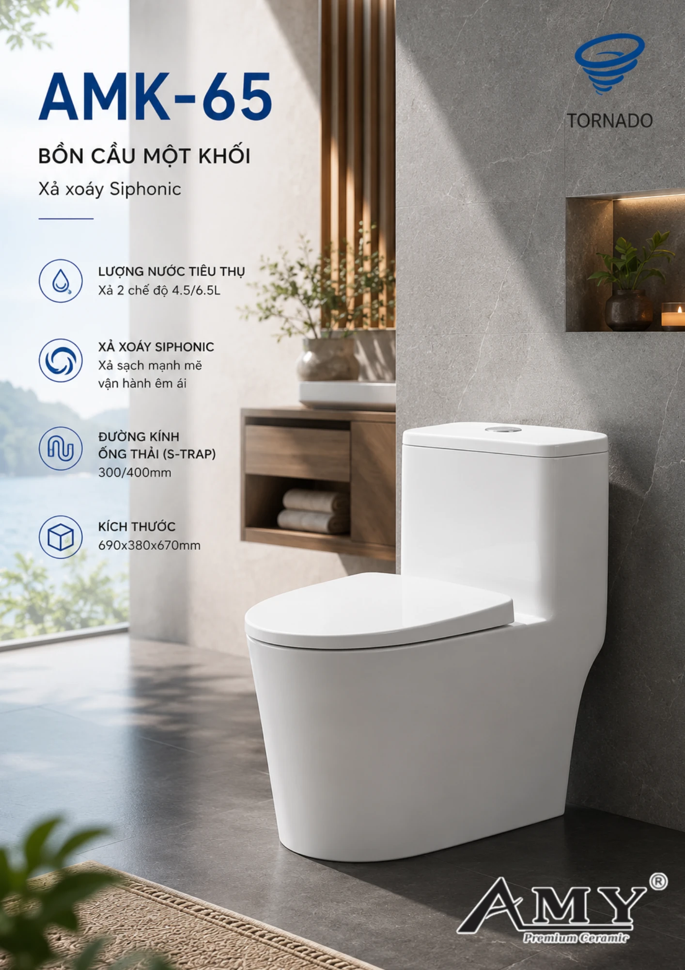 Bồn cầu một khối AMK-65