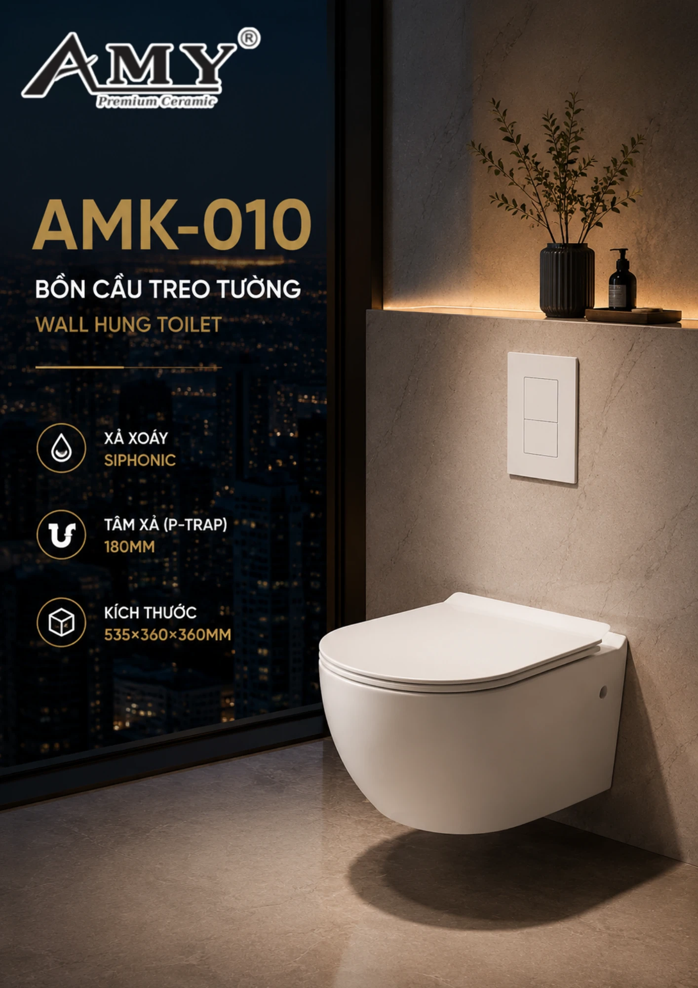Bồn cầu treo tường AMK-010