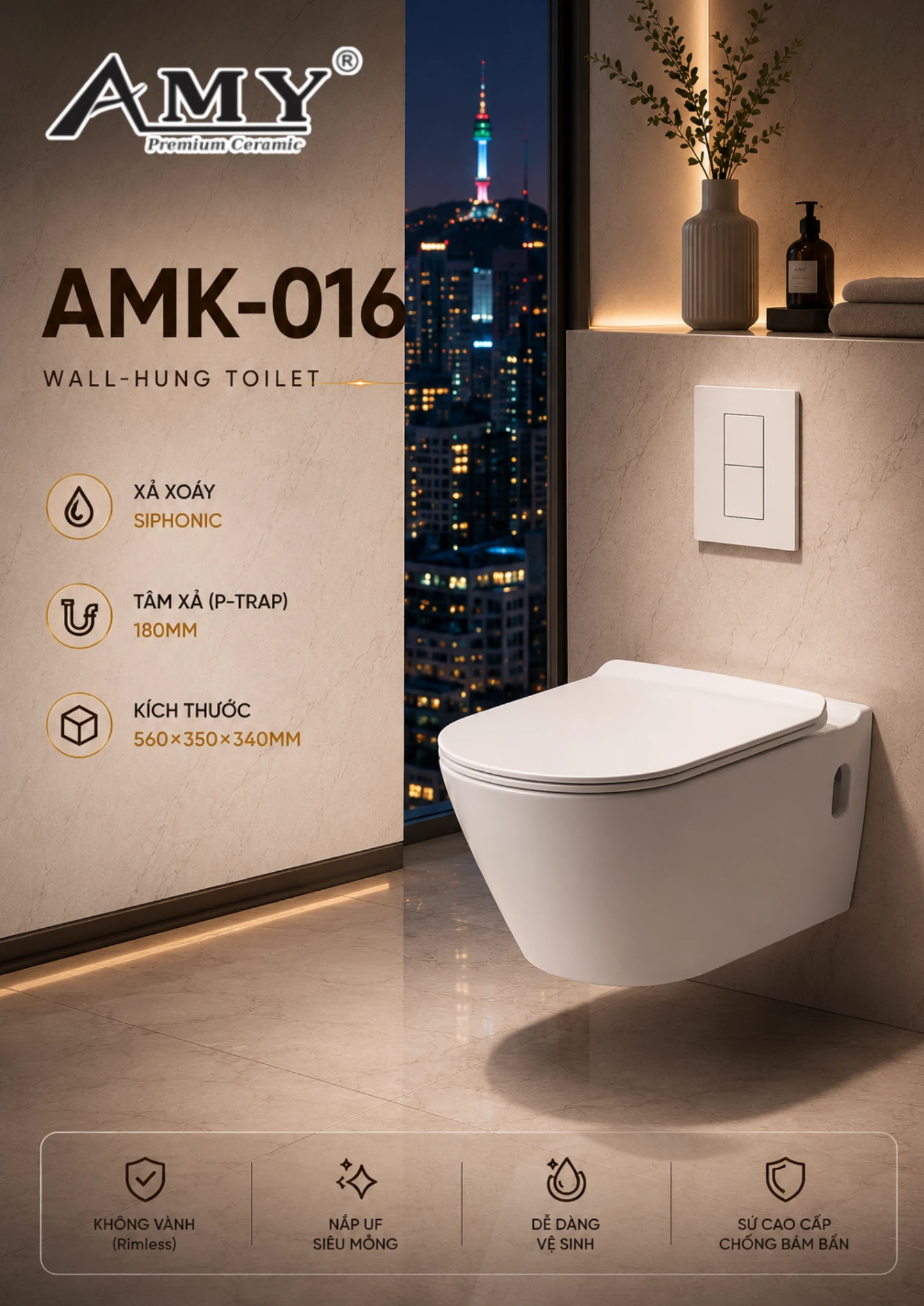 Bồn cầu treo tường AMK-016
