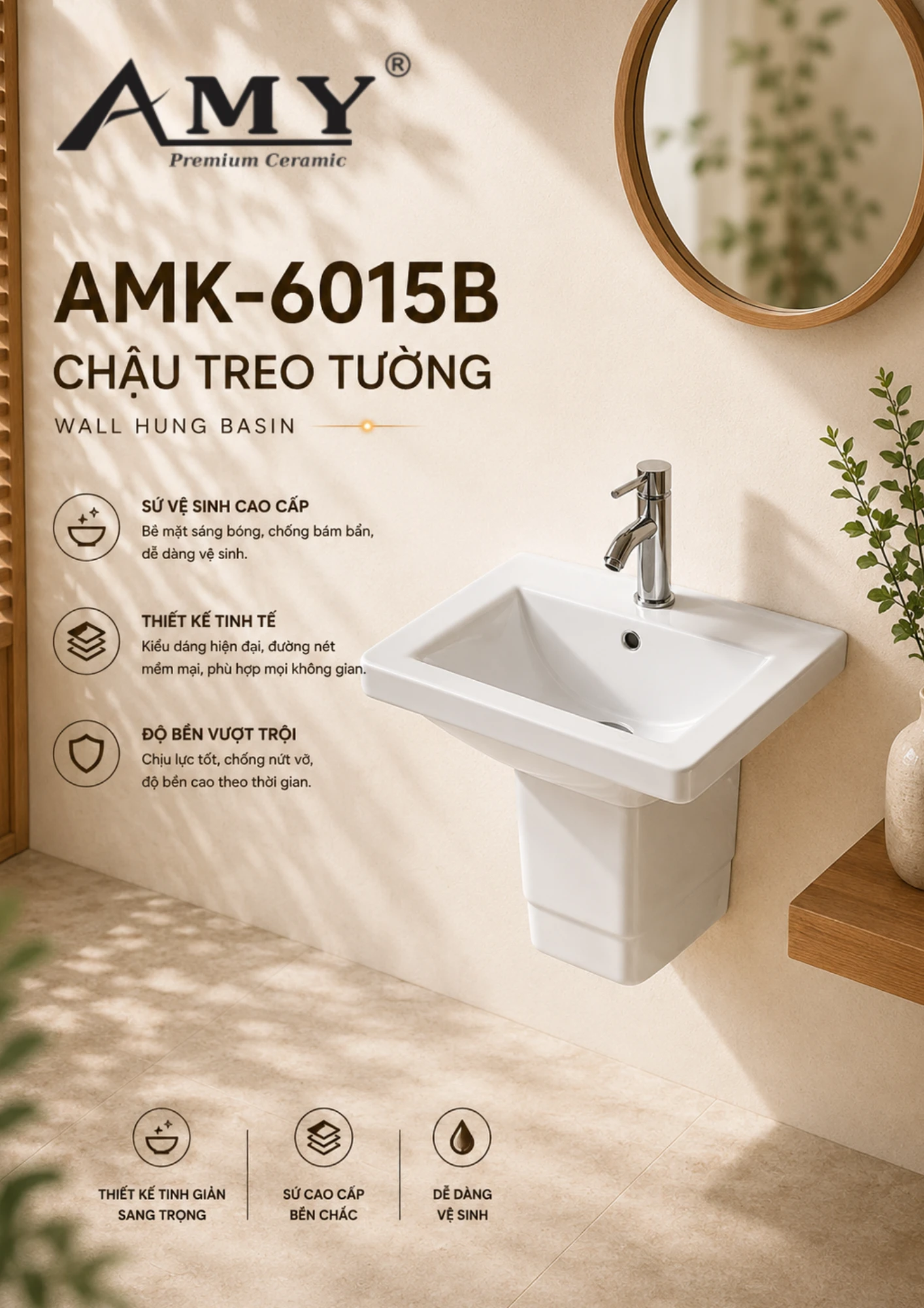 Chậu treo tường AMK-6015B