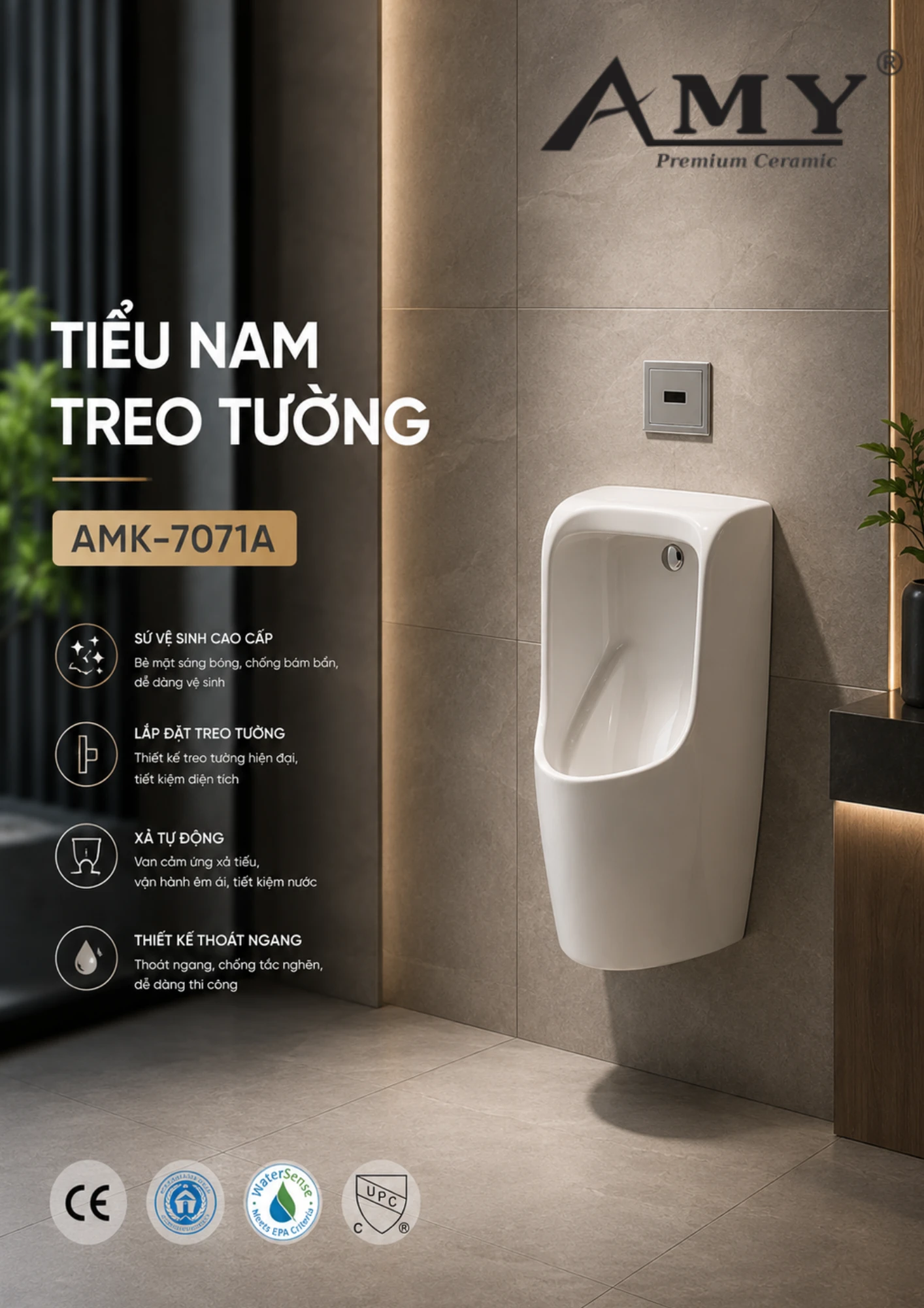 Tiểu nam treo tường AMK-7071A