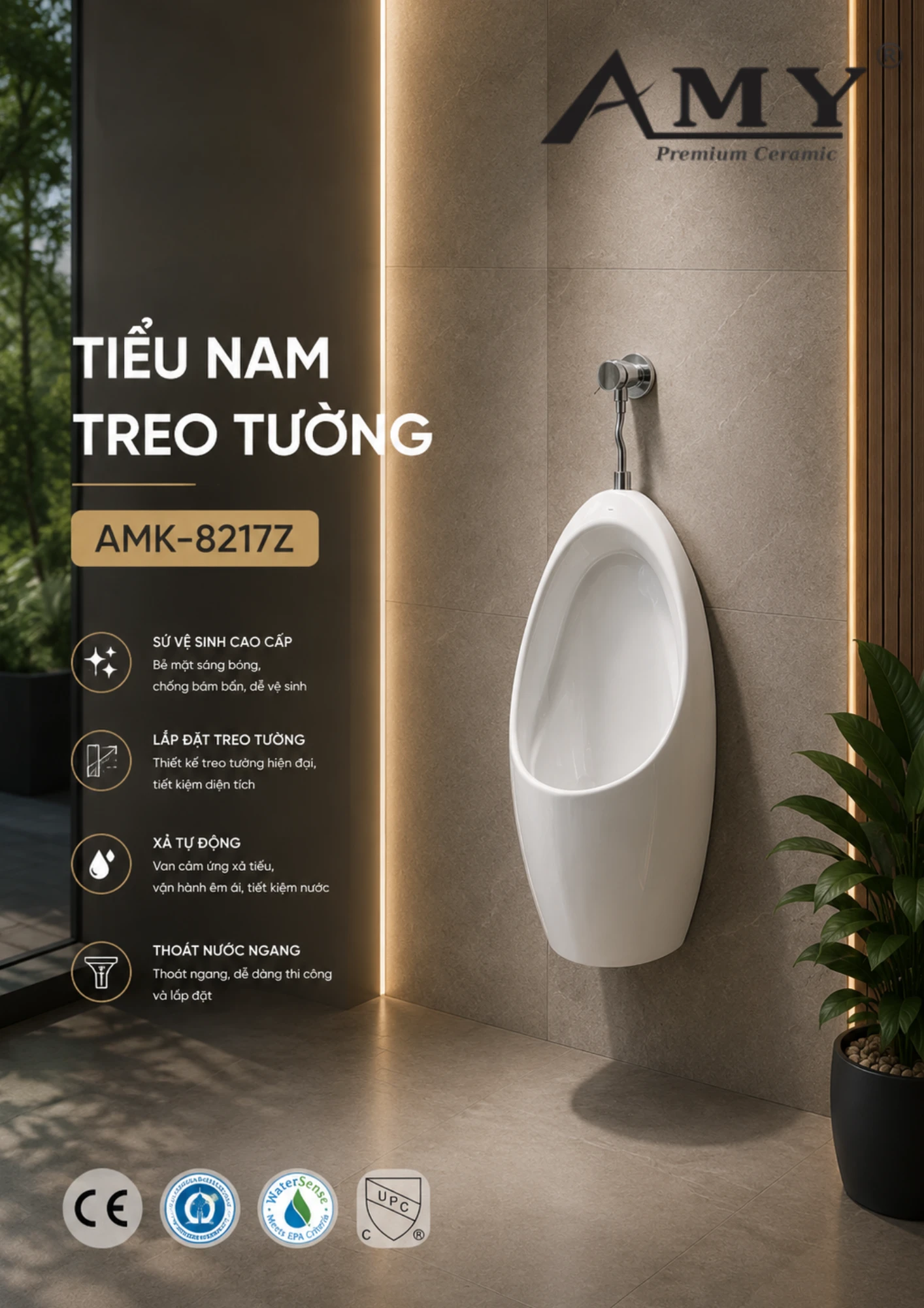 Tiểu nam treo tường AMK-8217Z