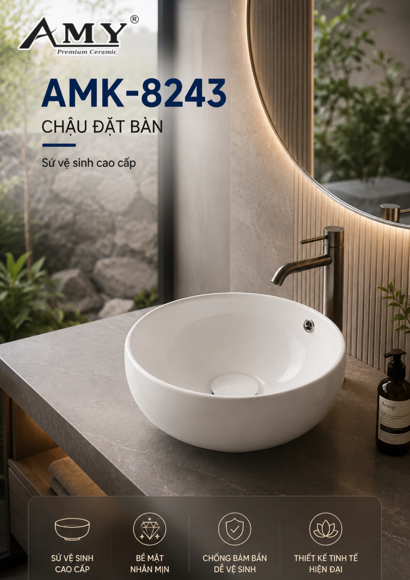 Chậu đặt bàn AMK-8243