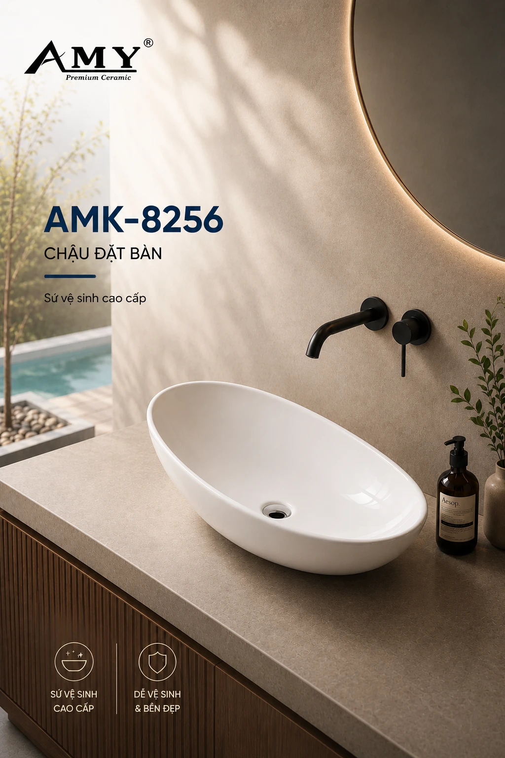 Chậu đặt bàn AMK-8256