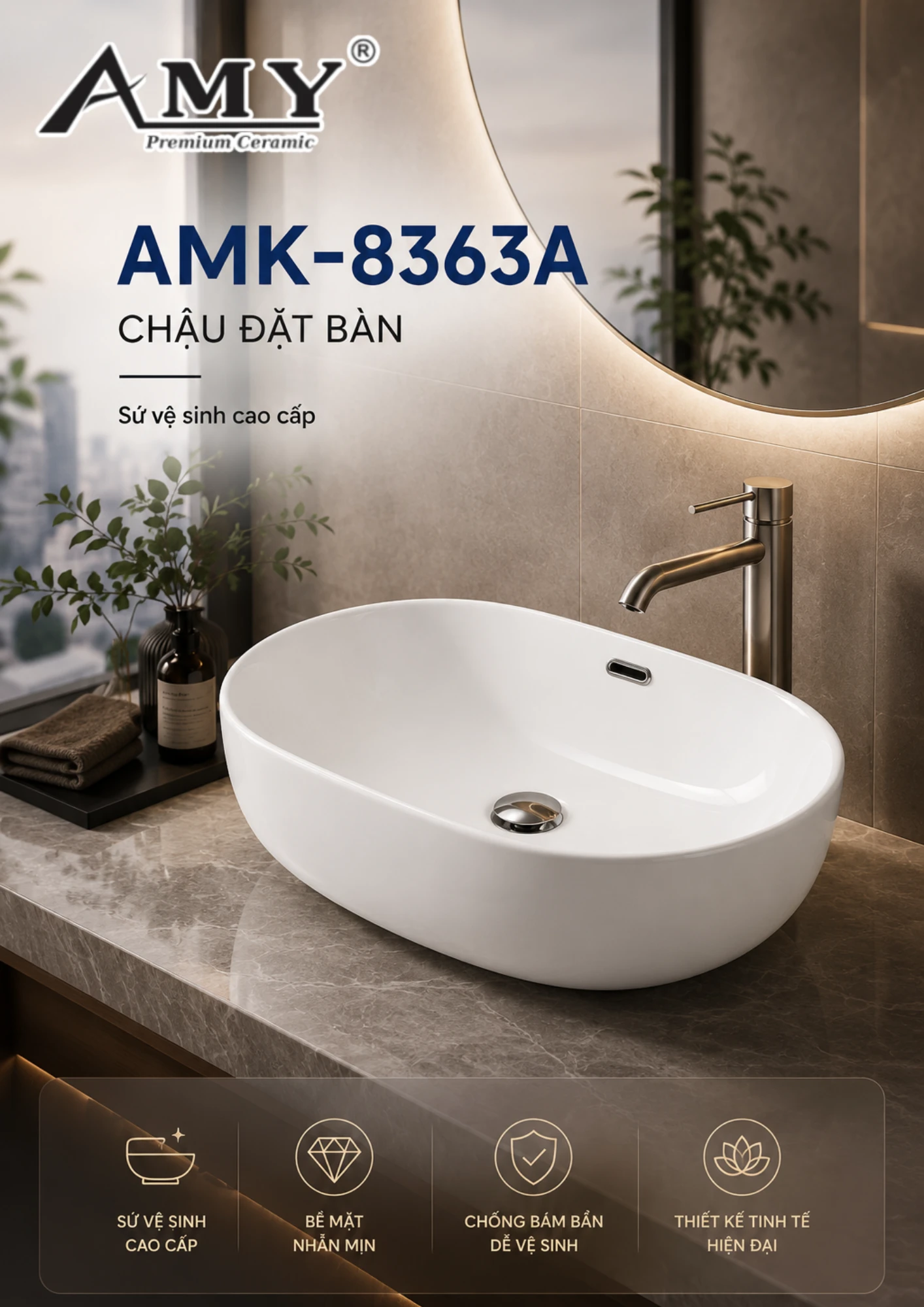 Chậu đặt bàn AMK-8363A