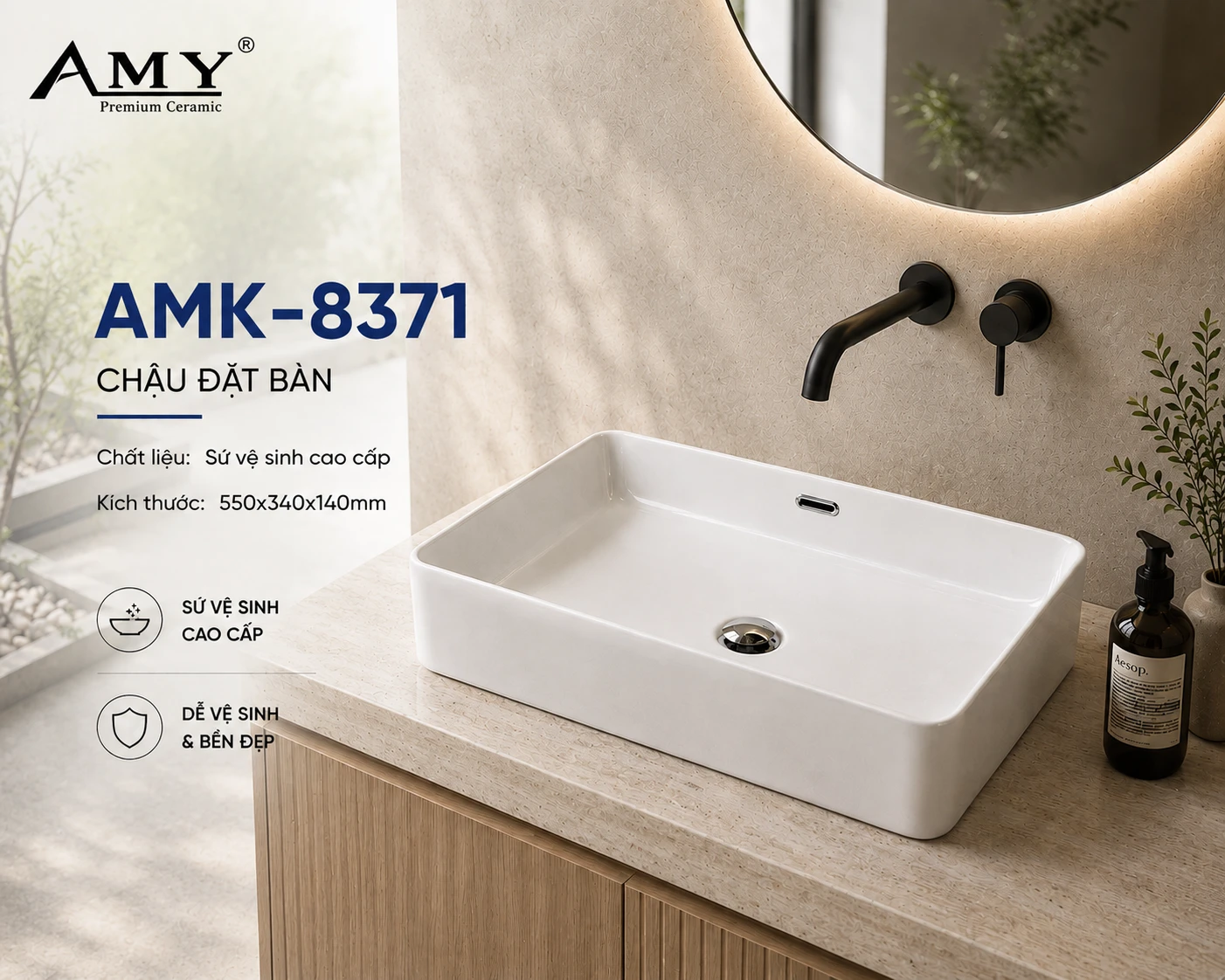Chậu đặt bàn AMK-8371