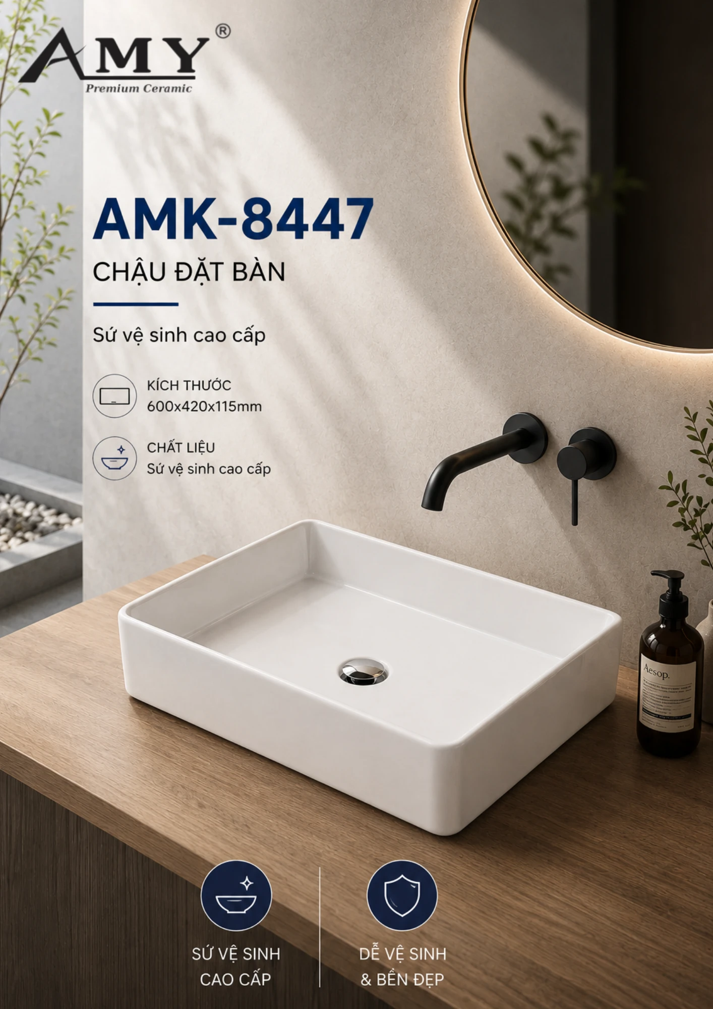 Chậu đặt bàn AMK-8447