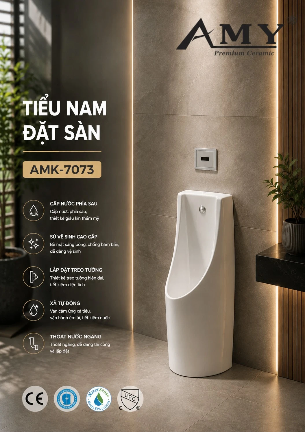 Tiểu nam đặt sàn AMK-7073